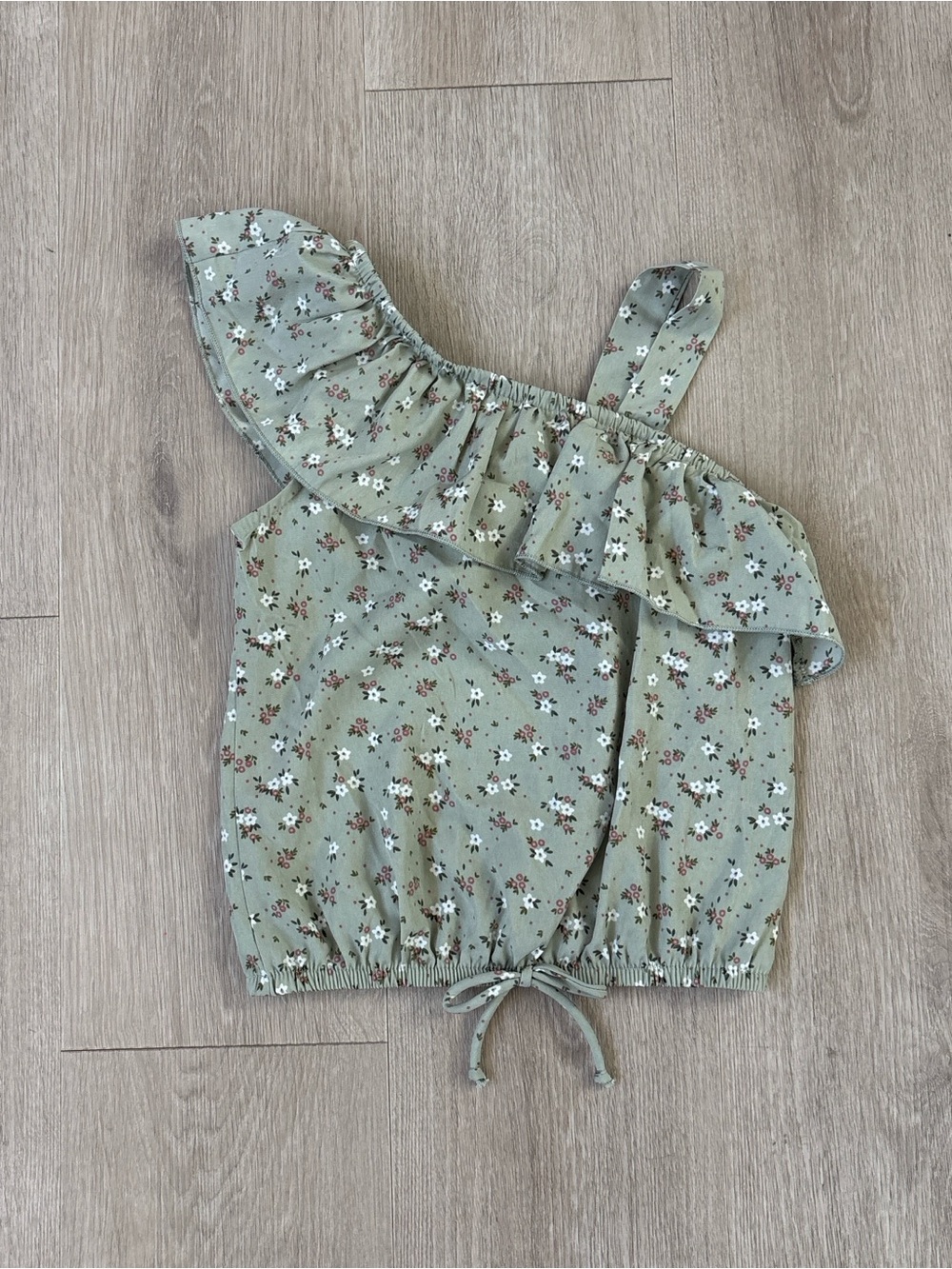 Jenna & Jessie Girls Floral Green Ruffle Crop Top Size 8